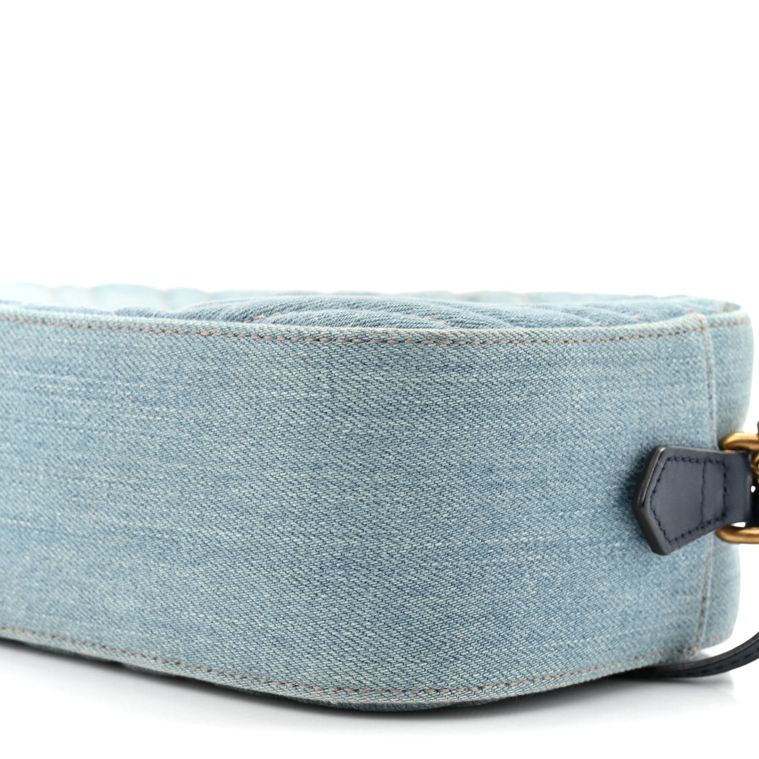 Gucci Denim Matelasse Small Pearly GG Marmont Chain Shoulder Bag Blue 9 of 10