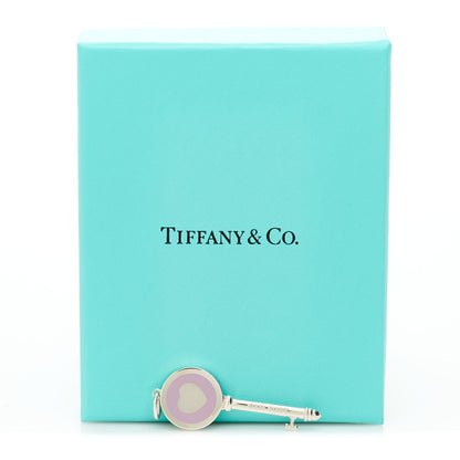 Tiffany Sterling Silver Enamel Keys Heart Key Pendant Lavender 4 of 4