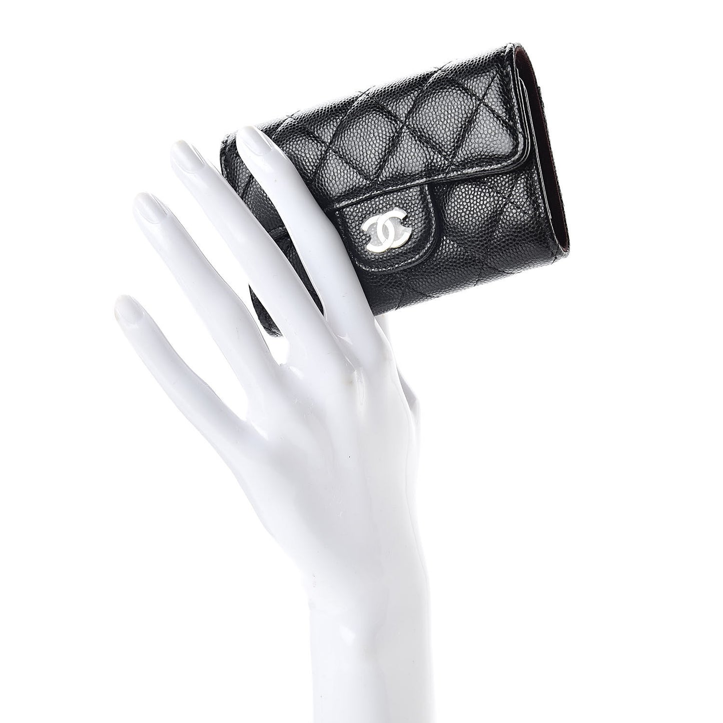 Caviar Quilted Classic 4 Key Holder Wallet Black