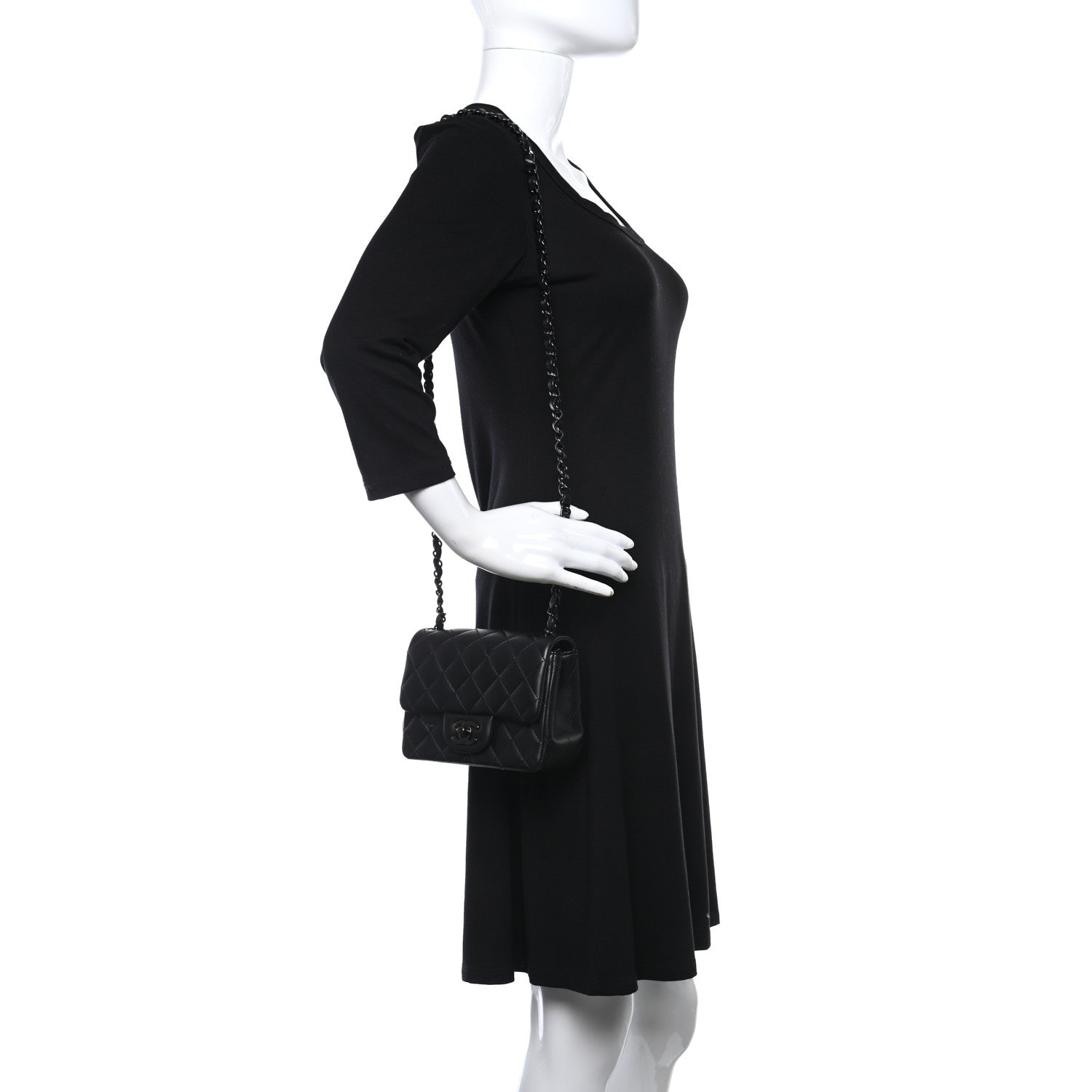 Chanel Lambskin Quilted Mini Square Flap So Black 2 of 10