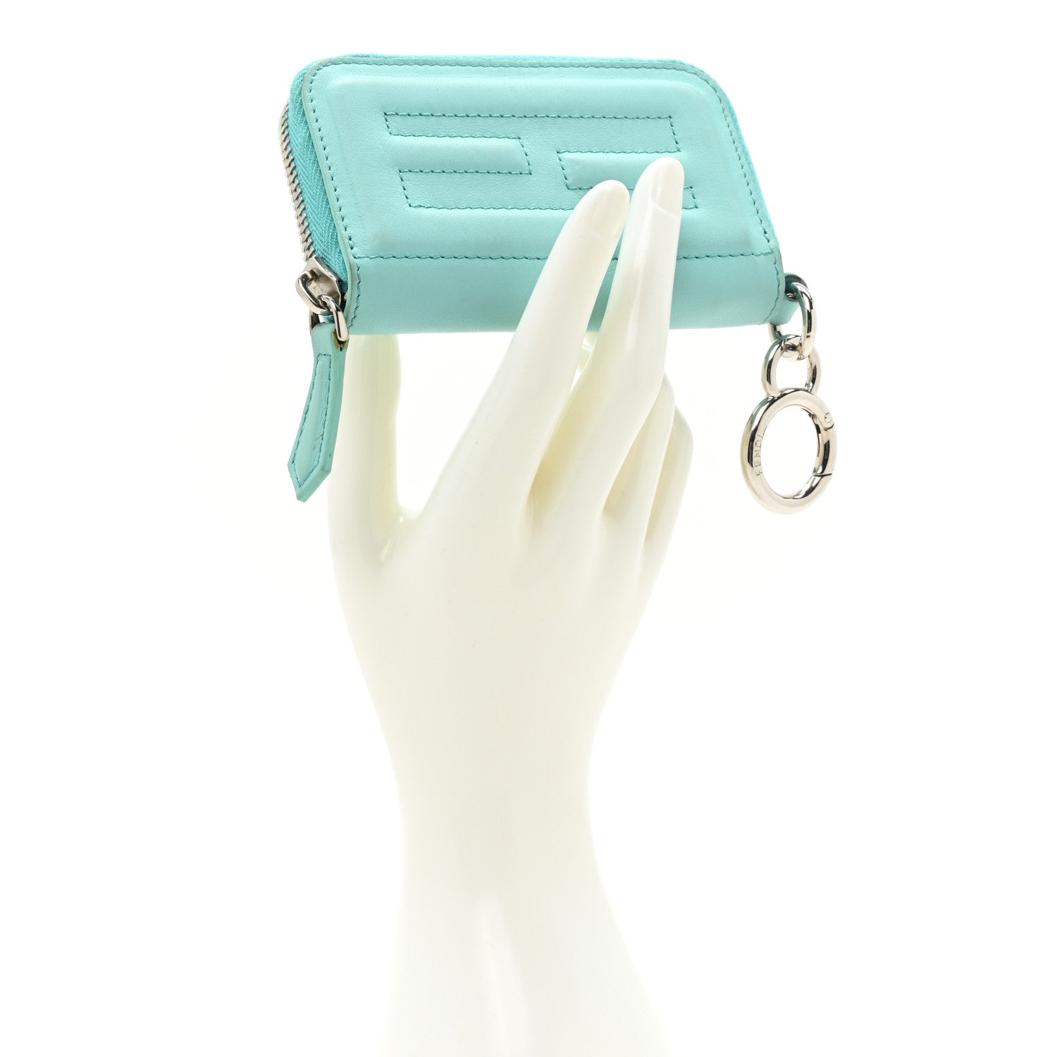 Fendi Vitello Flamingo Mini Zip Around Wallet Tiffany 3 of 17