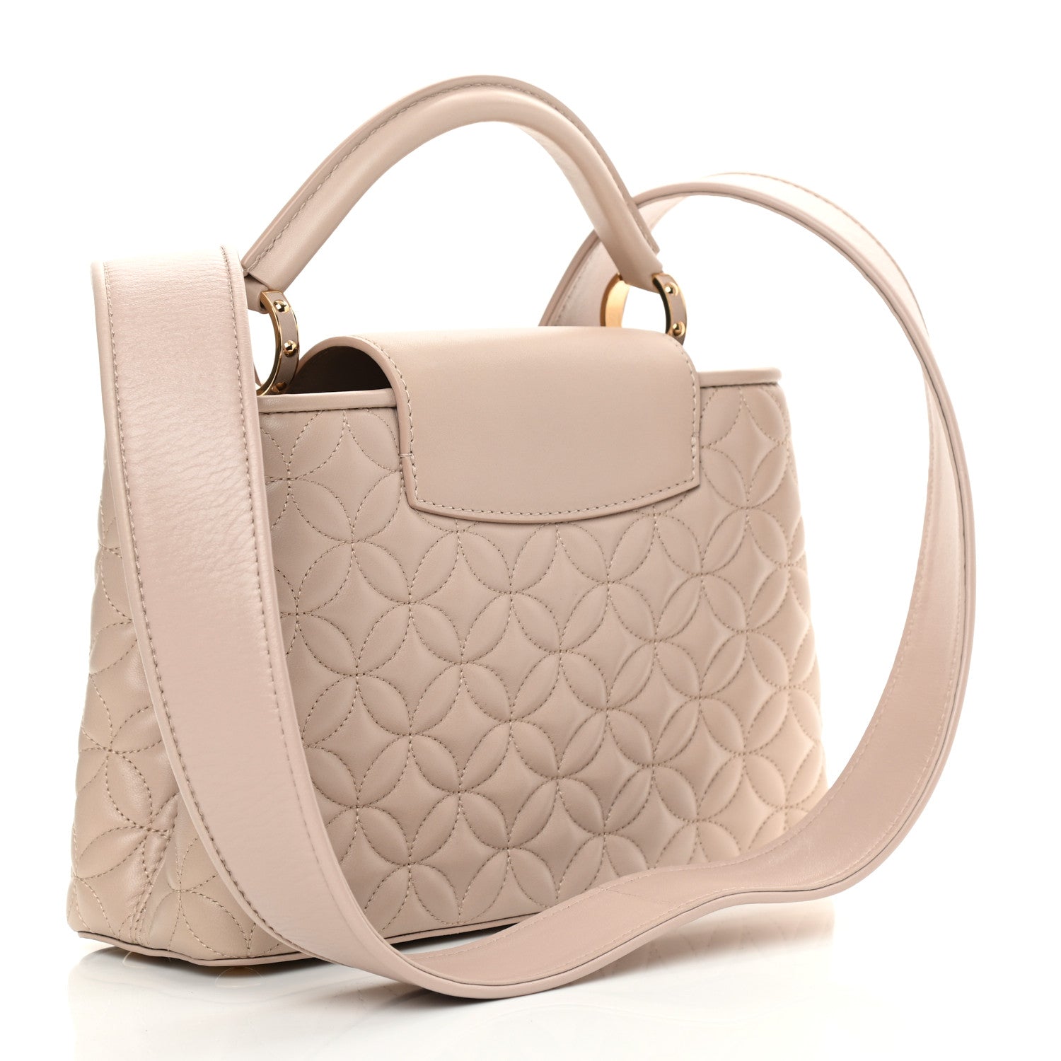 Louis Vuitton Lambskin Quilted Flower Capucines BB Vanilla 3 of 10