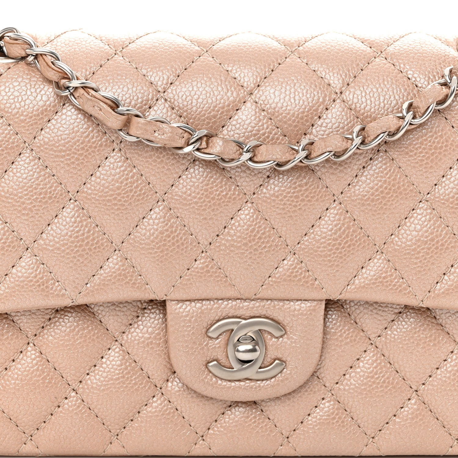 Chanel Iridescent Caviar Quilted Medium Double Flap Beige 8 of 10