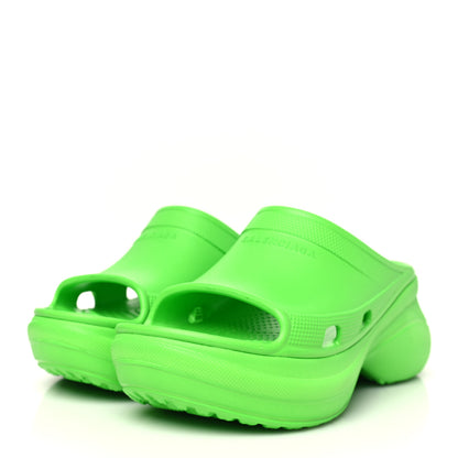 Balenciaga X CROCS Rubber Womens Pool Slides 41 Neon Green 4 of 11
