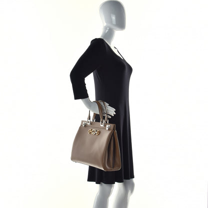 Gucci Smooth Calfskin Medium Zumi Top Handle Bag Friky Taupe 2 of 9