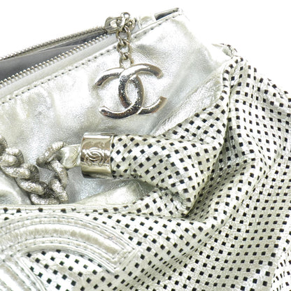Chanel Metallic Glazed Calfskin Perforated Rodeo Drive Hobo Silver 8 of 12