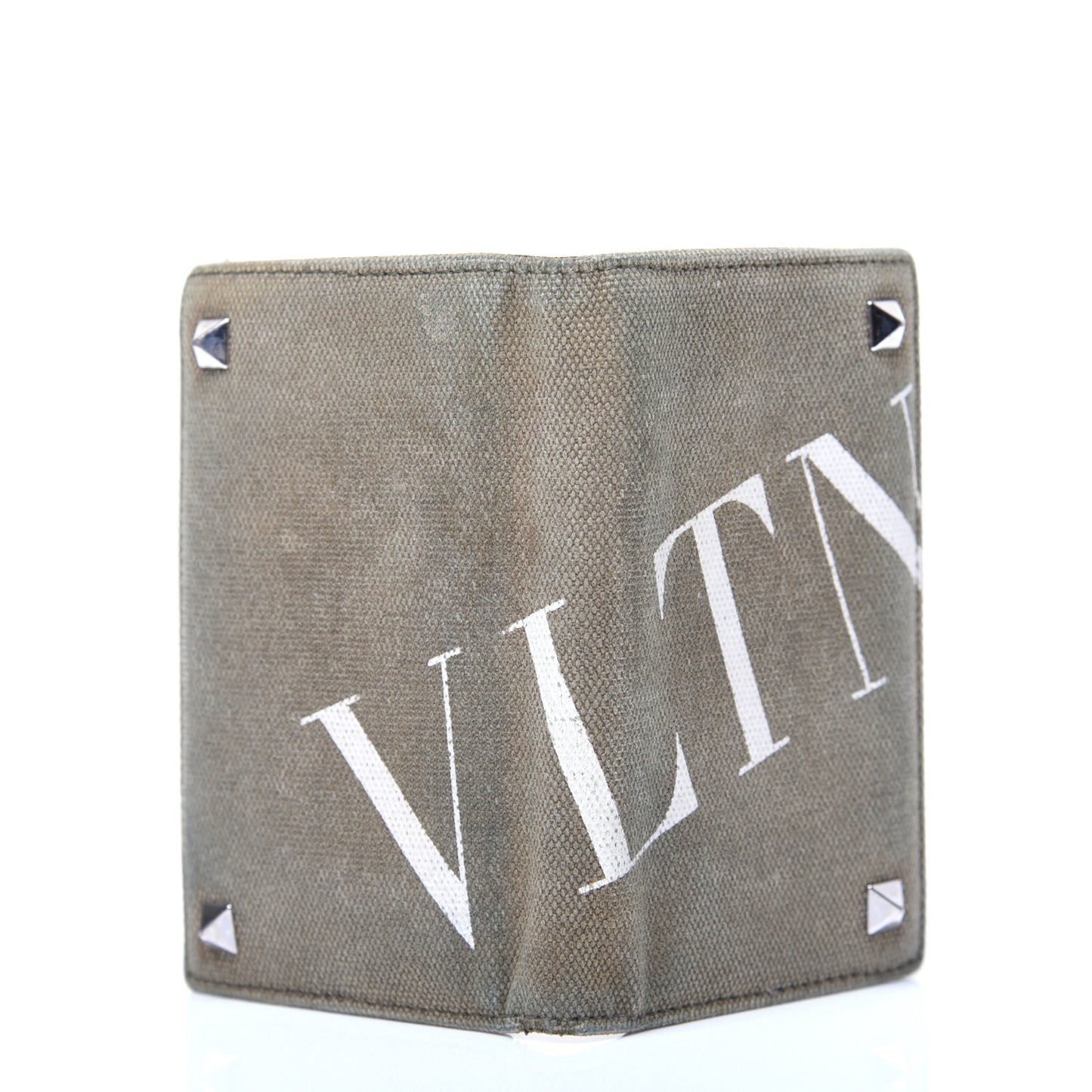 Canvas Rockstud VLTN Bi-Fold Wallet Olive
