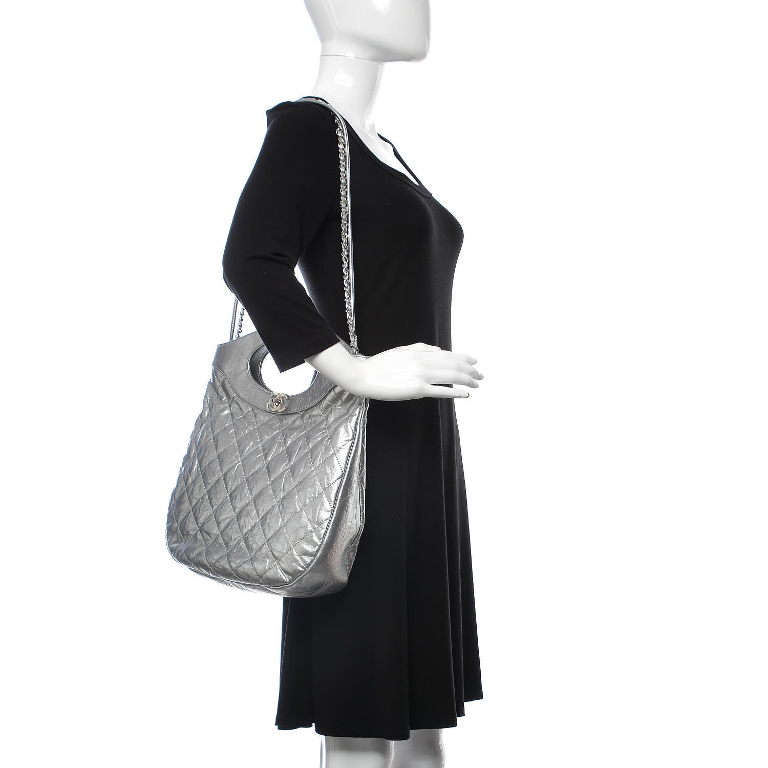 Chanel Metallic Crumpled Calfskin Small 31 Shopping Bag Silver 2 of 9