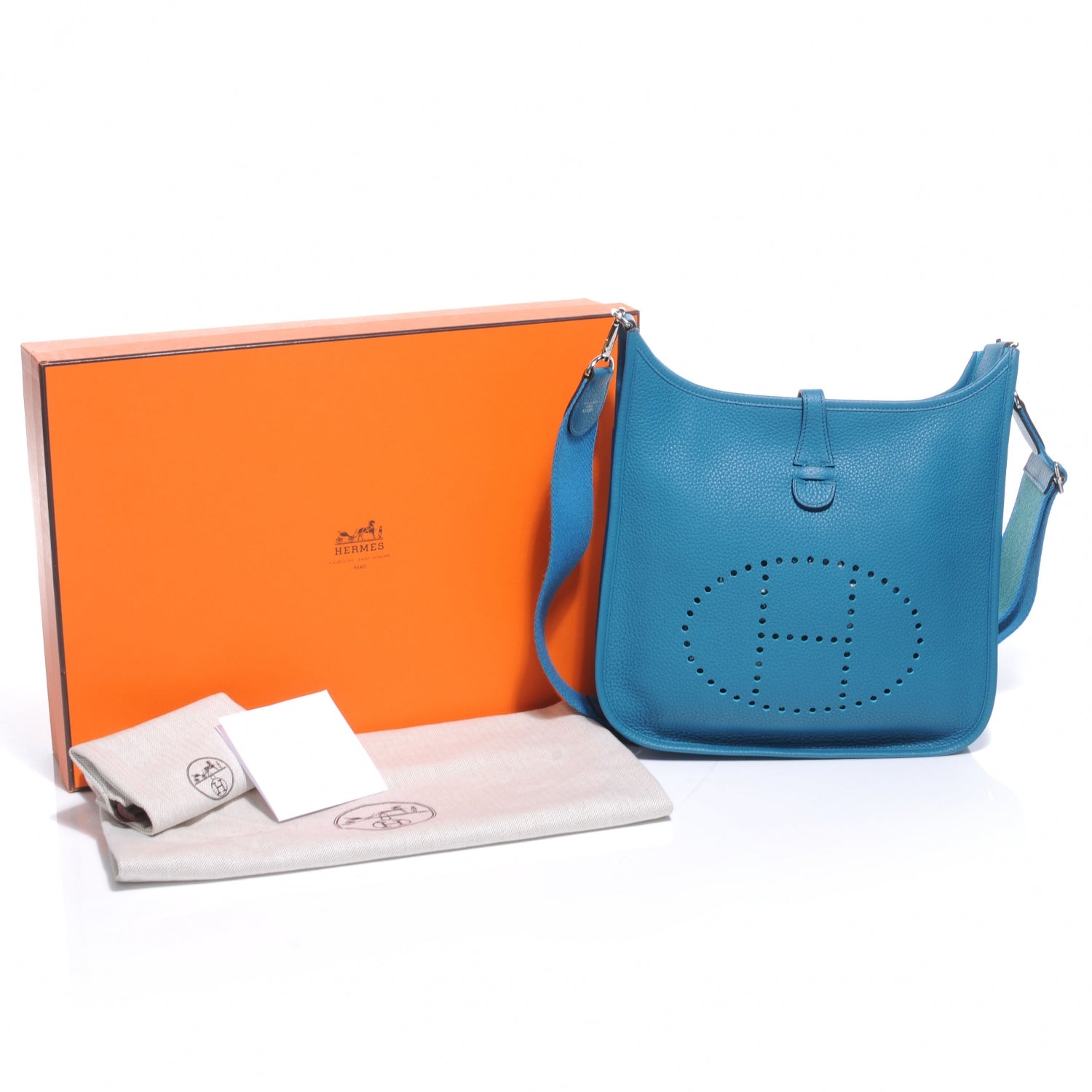 Hermes Taurillon Clemence Evelyne III PM Bleu Izmir 5 of 8
