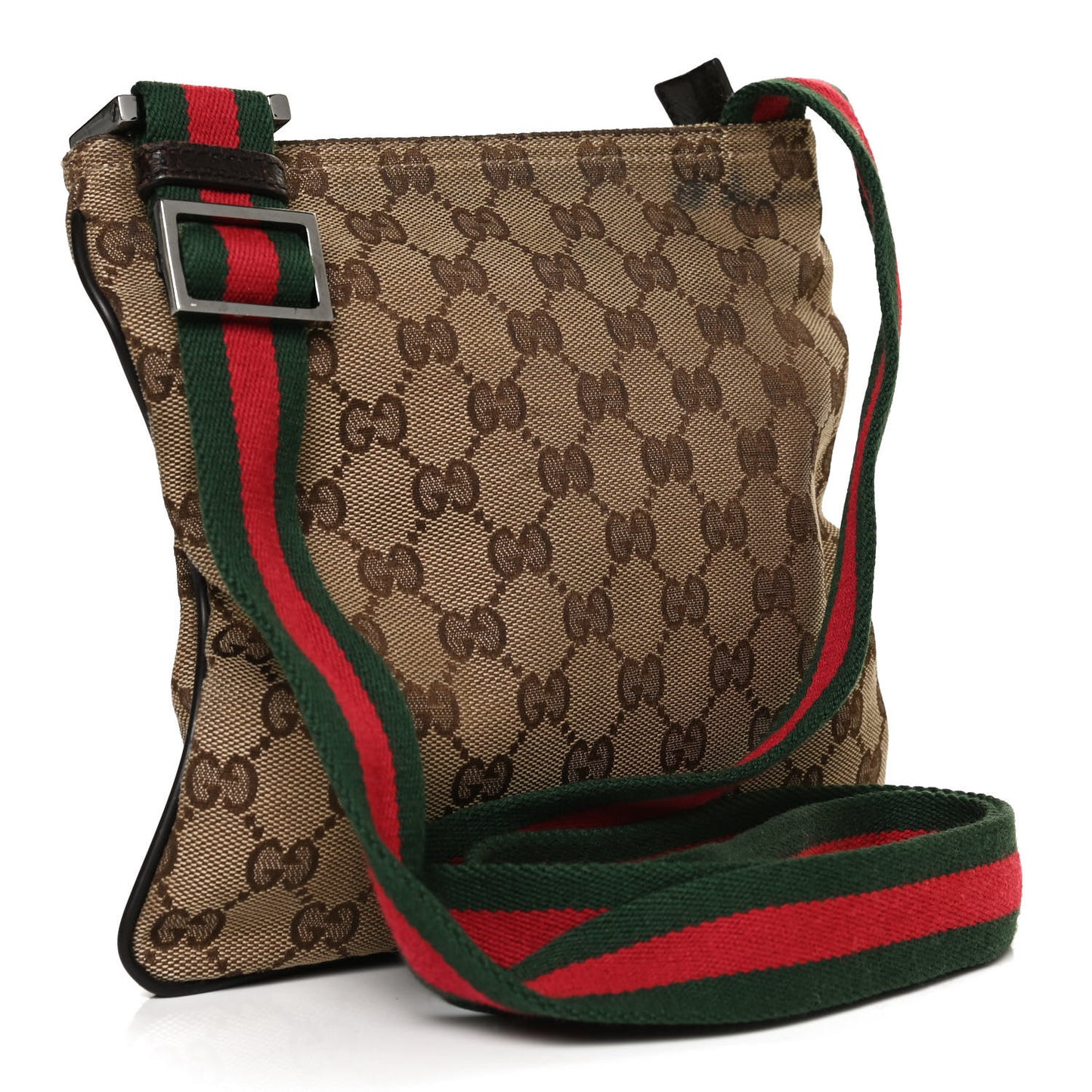Monogram Web Small Flat Messenger Bag Brown