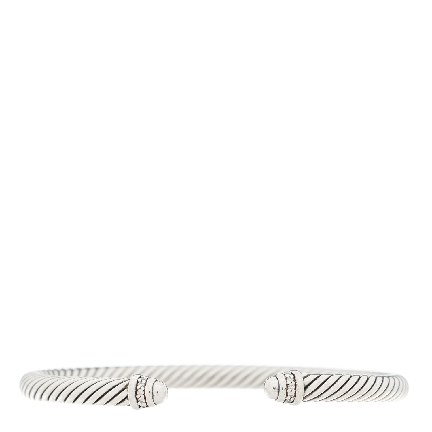 David Yurman Sterling Silver Diamond 5mm Cable Classics Dome Bracelet 1 of 3