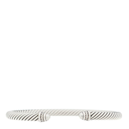 David Yurman Sterling Silver Diamond 5mm Cable Classics Dome Bracelet 1 of 3