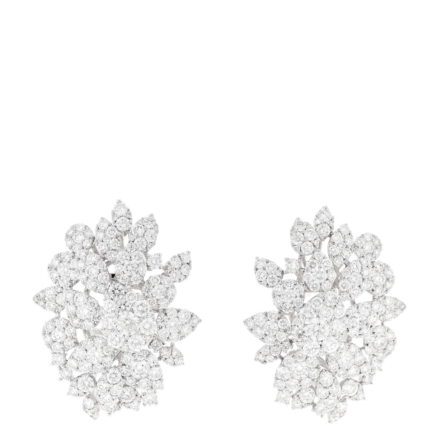 18K White Gold Diamond 9.28ctw Cluster Earrings