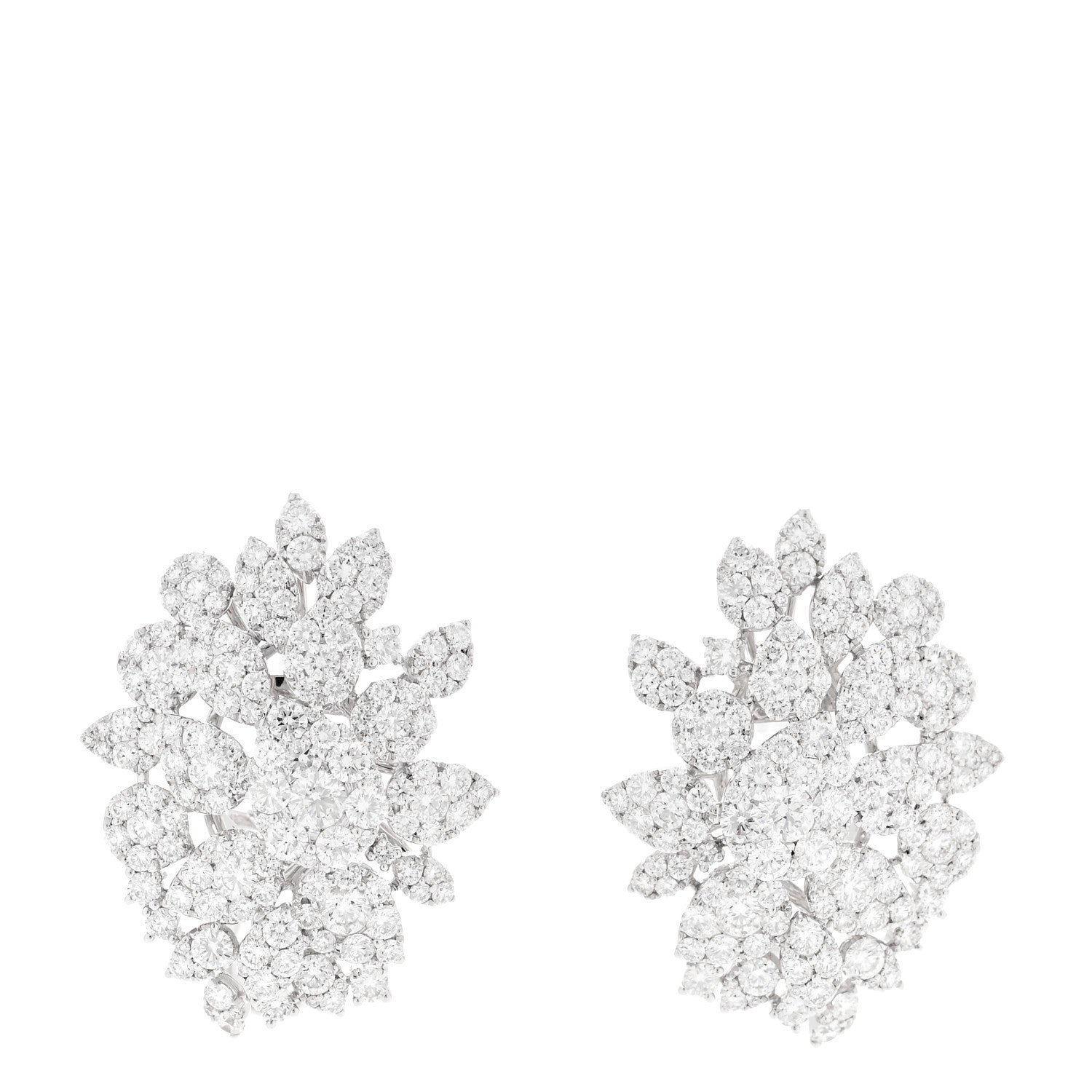 Parker & West by FASHIONPHILE 18K White Gold Diamond 9.28ctw Cluster Earrings 1 of 5