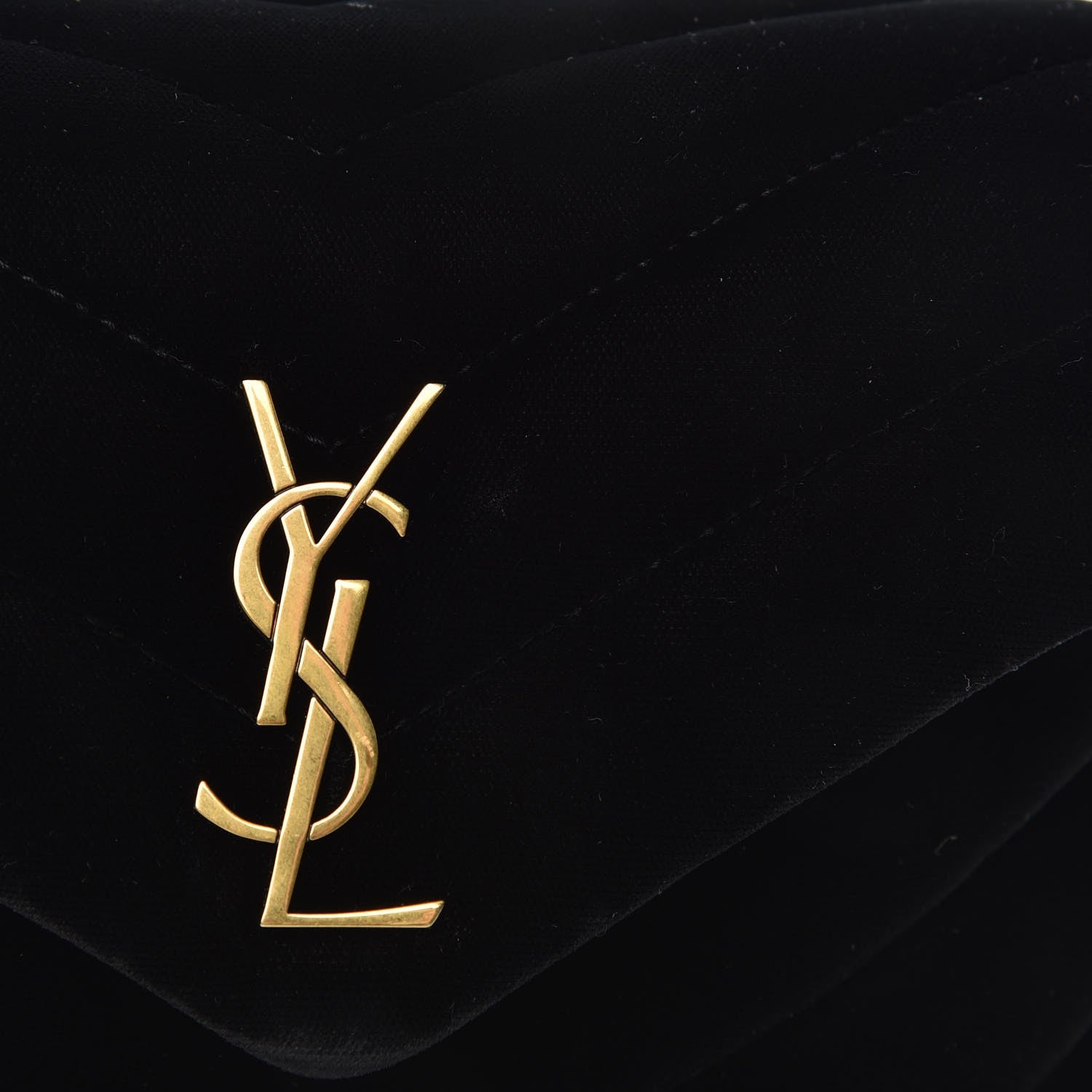 Saint Laurent Velvet Y Quilted Monogram Toy Loulou Chain Satchel French Black 15 of 16