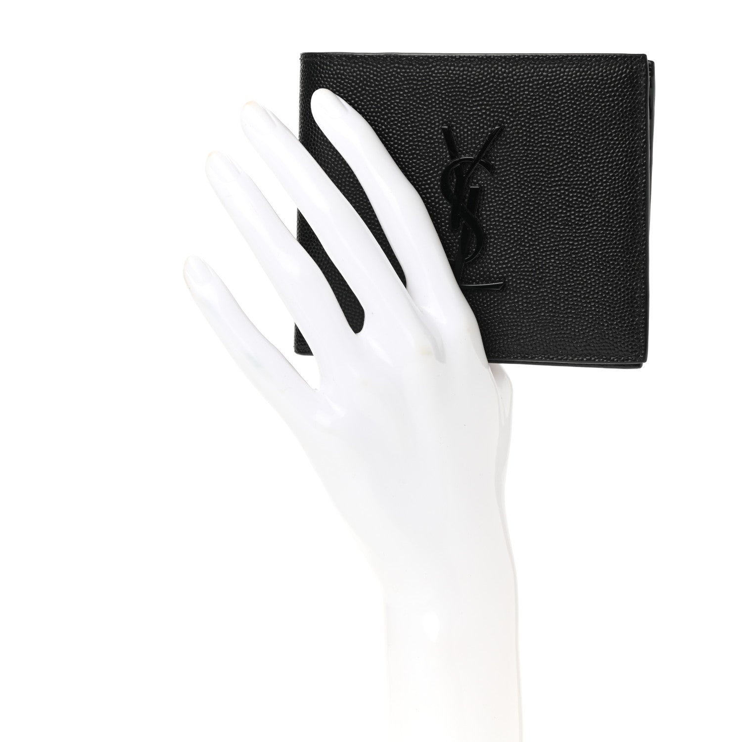 Saint Laurent Grain De Poudre Monogram Bifold Wallet Black 2 of 7