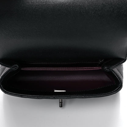 Chanel Caviar Chevron Quilted Mini Coco Handle Flap So Black 5 of 13