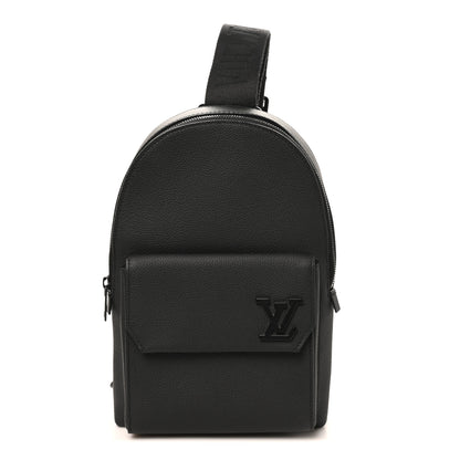 Louis Vuitton Grained Cowhide Aerogram Pilot Slingbag Black 1 of 8
