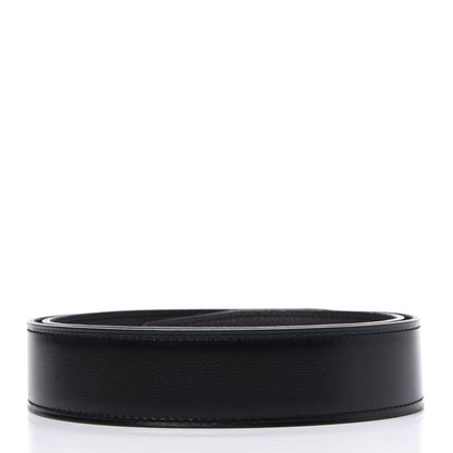Hermes Box Taurillon Clemence 32mm Belt 80 Black Chocolate 2 of 9