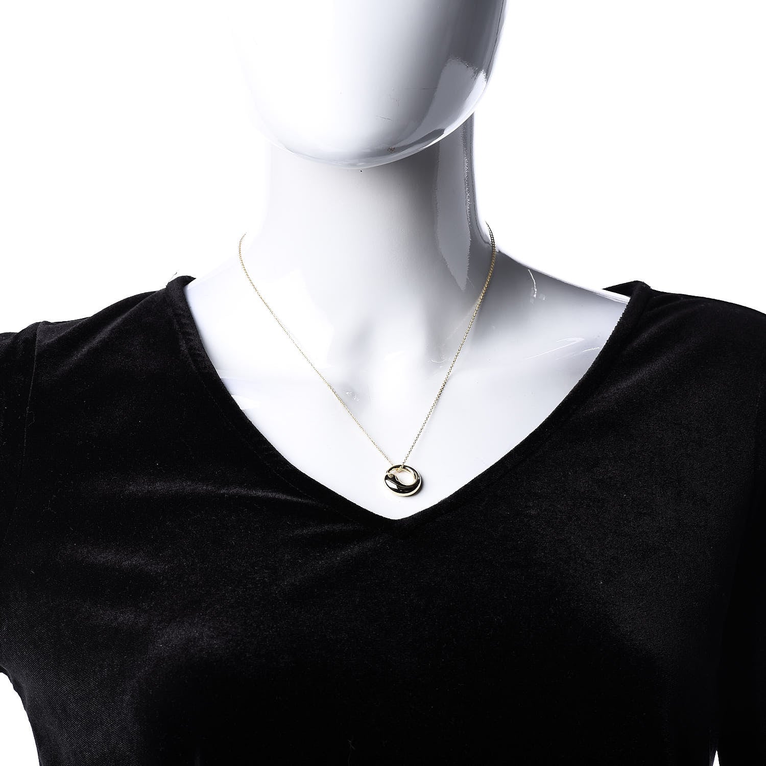 Tiffany 18K Yellow Gold 12mm Elsa Peretti Eternal Circle Pendant Necklace 2 of 6
