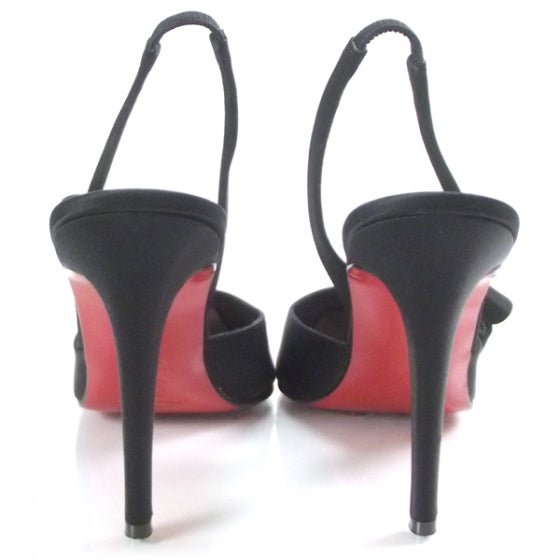 Satin Bow Slingback Pumps 39.5 Black