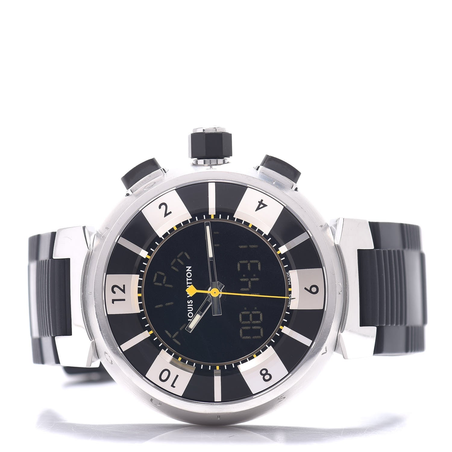 Louis Vuitton Stainless Steel Rubber 41mm Tambour GMT Automatic Watch Black 2 of 4