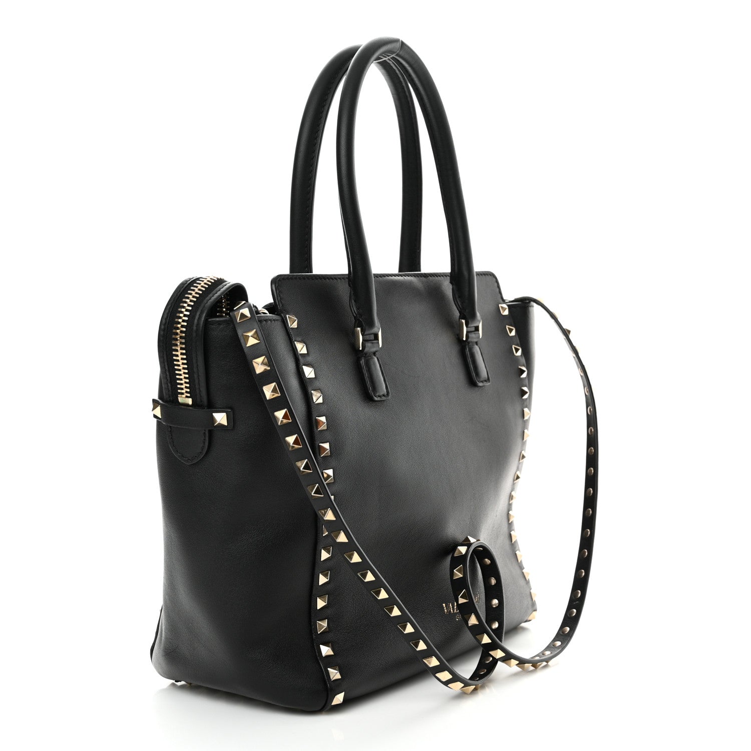 Valentino Garavani Vitello Rockstud Double Handle Tote Black 3 of 13