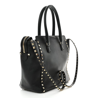 Valentino Garavani Vitello Rockstud Double Handle Tote Black 3 of 13