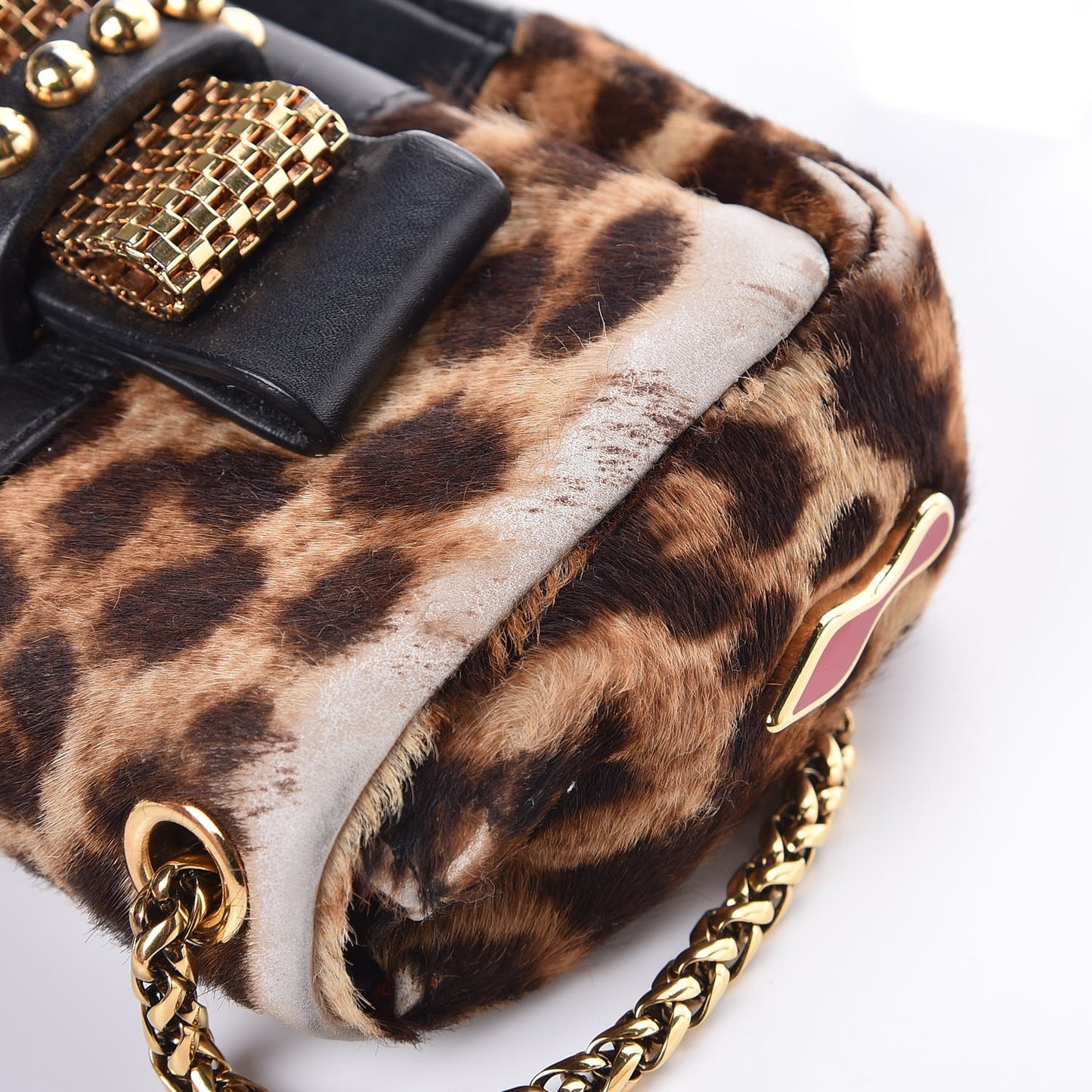 Calf Hair Leopard Print Sweet Charity Crossbody Bag