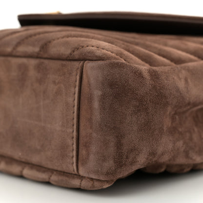 Saint Laurent Suede Matelasse Chevron Monogram Medium College Bag Bark Brown 10 of 11