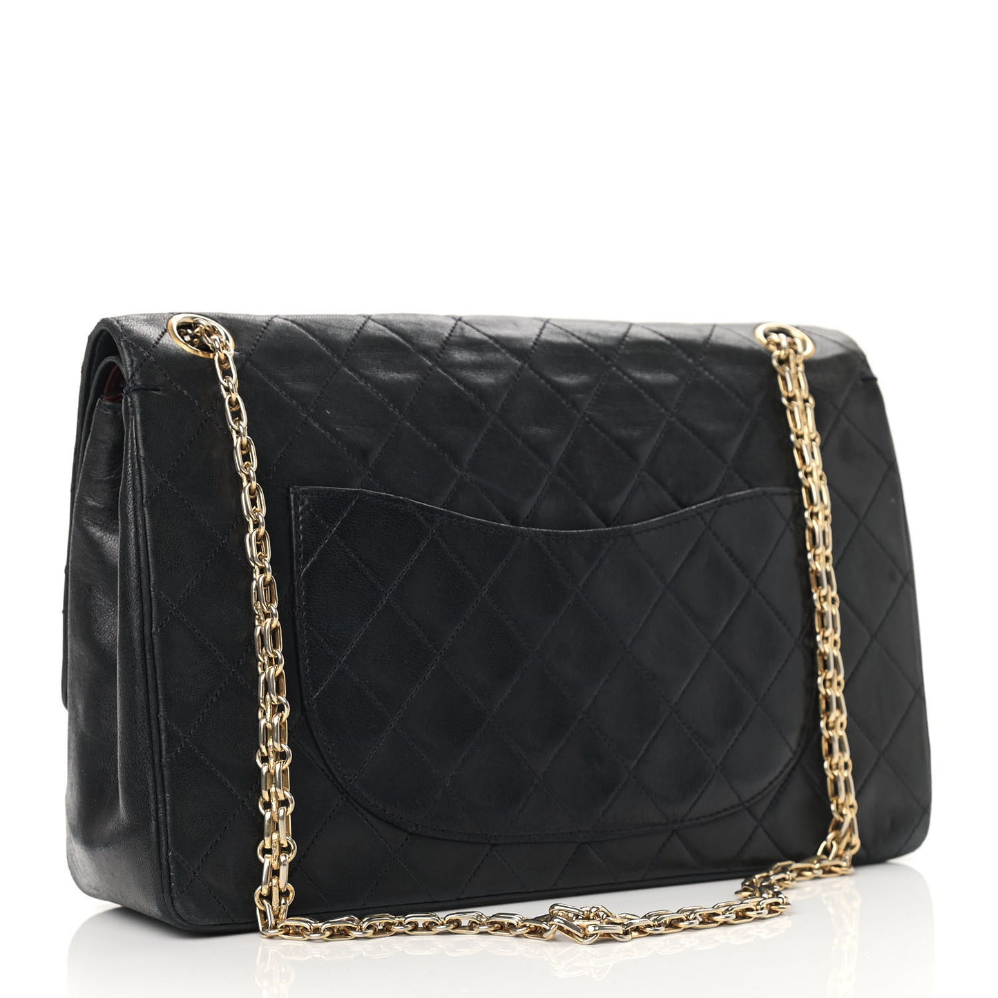 Lambskin Quilted Medium Double Flap Bijoux Chain Navy