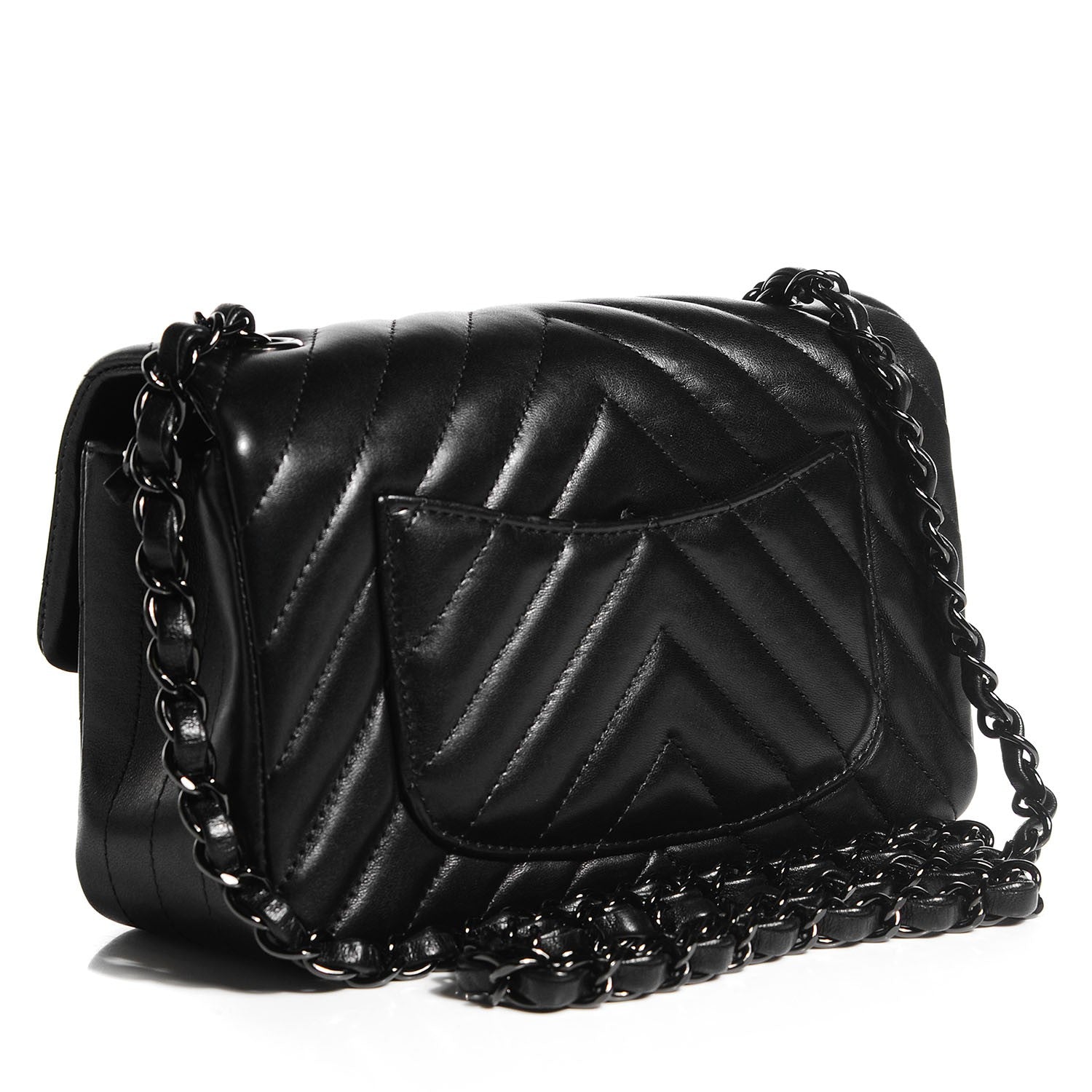 Chanel Lambskin Chevron Quilted Mini Rectangular Flap So Black 3 of 9