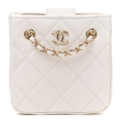 Chanel Lambskin Quilted Tiny Shopping Clutch With Chain White 1 of 11