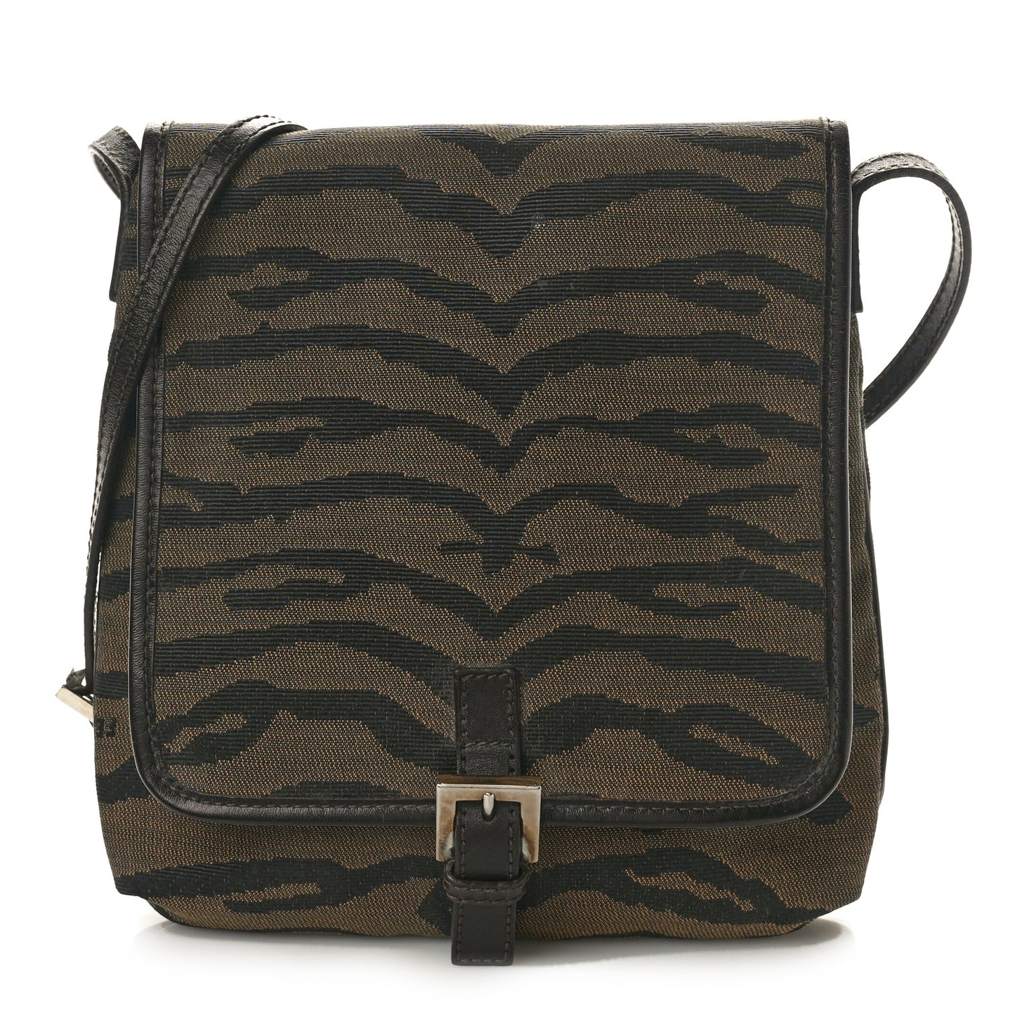 Zucchino Vitello Zebra Baguette Crossbody Brown