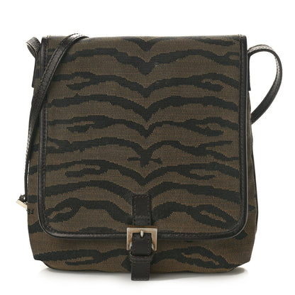 Fendi Zucchino Vitello Zebra Baguette Crossbody Brown 1 of 9