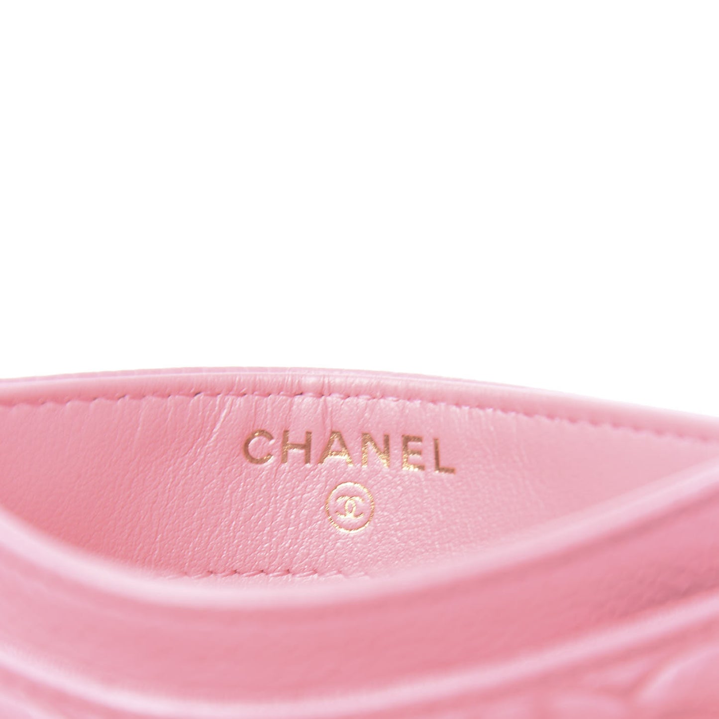 Caviar Camellia Embossed Card Holder Pink