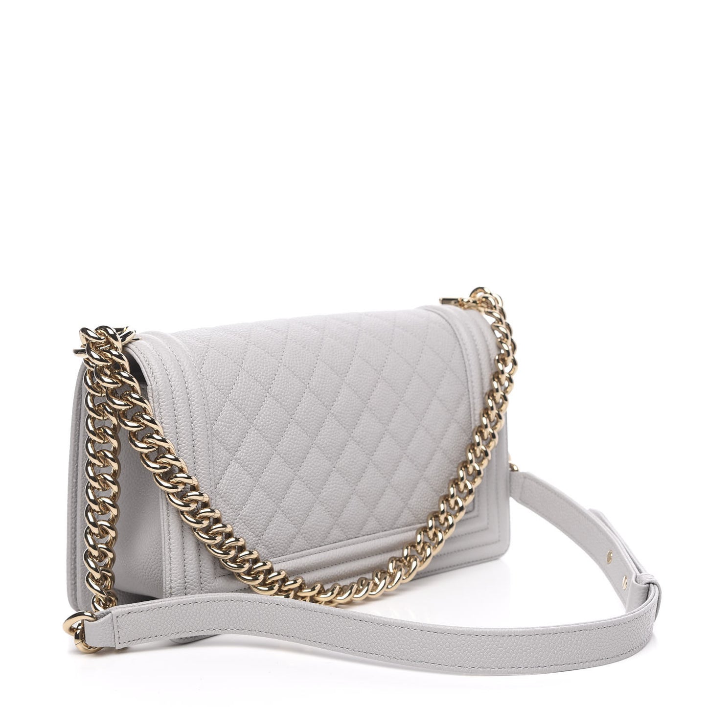 Caviar Quilted Medium Boy Flap Grey