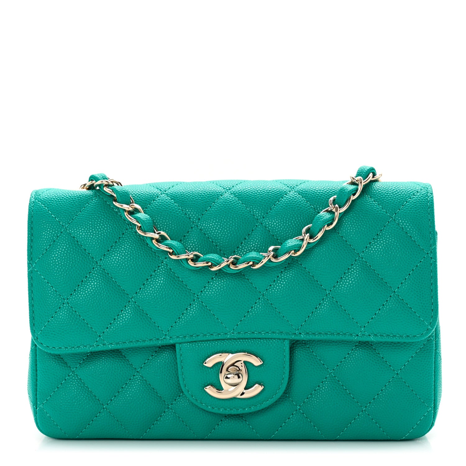 Chanel Caviar Quilted Mini Rectangular Flap Turquoise 1 of 9