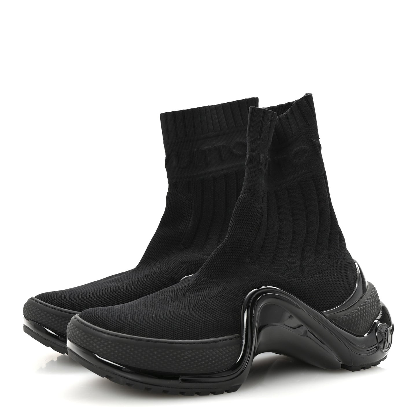 Stretch Textile Patent LV Archlight Sneaker Boots 35 Black