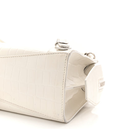 Balenciaga Extra Supple Calfskin Crocodile Embossed Neo Classic Silver Hardware Super Mini City White 8 of 11