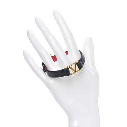 Valentino Garavani Calfskin VLogo Bracelet Black Rouge Pur 2 of 4