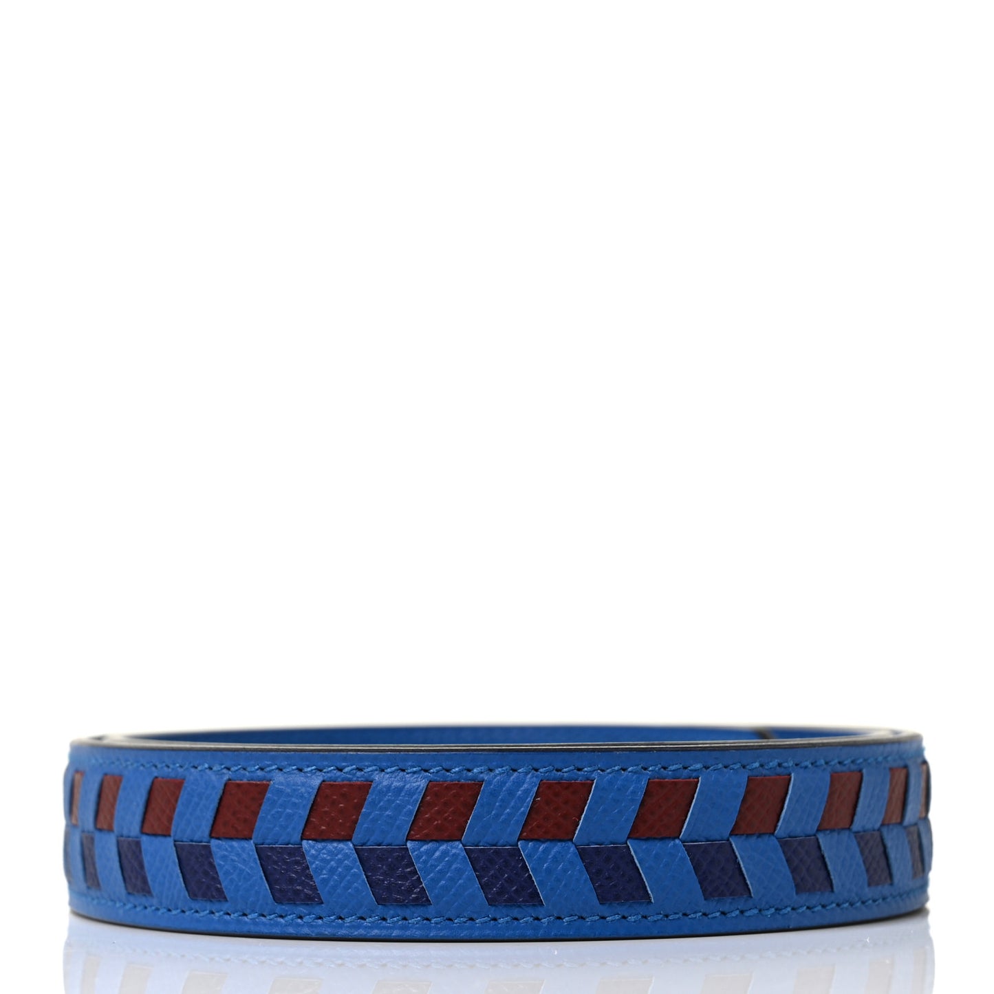 Epsom 25mm Tressage Shoulder Strap Blue Zellige Blue Encre Rouge