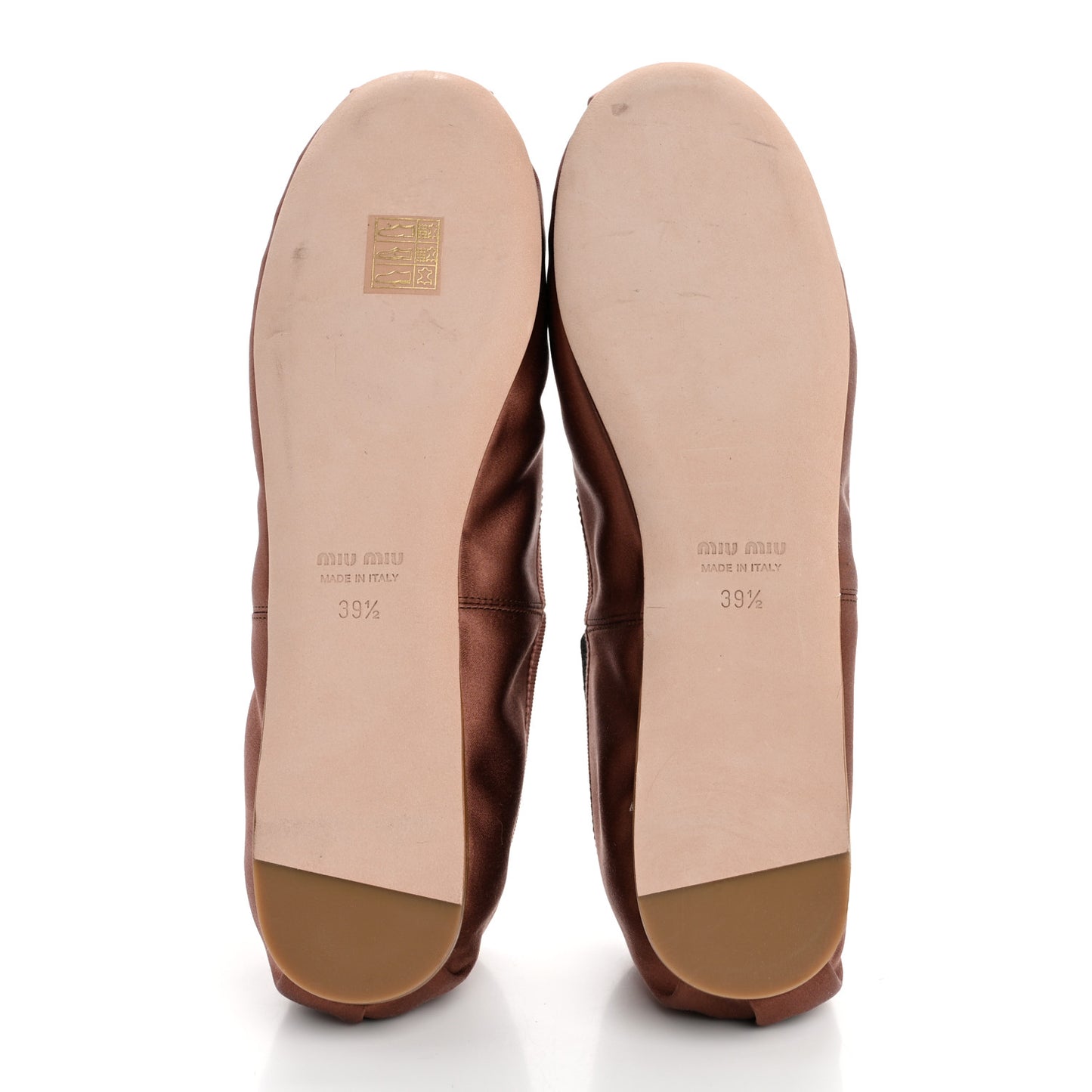 Satin Logo Ballerina Flats 39.5 Cacao