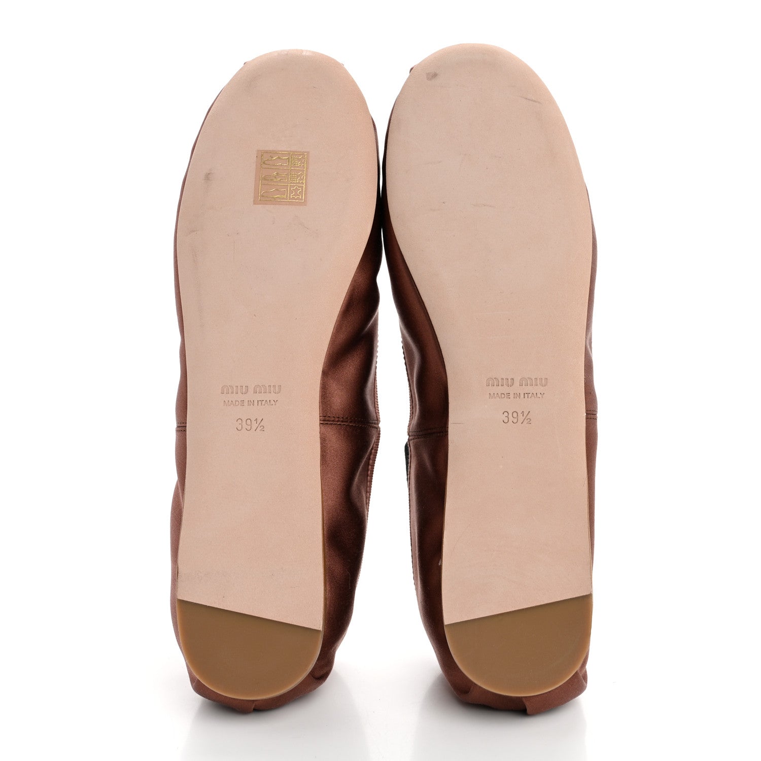 Miu Miu Satin Logo Ballerina Flats 39.5 Cacao 6 of 11