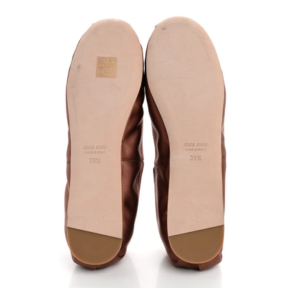 Miu Miu Satin Logo Ballerina Flats 39.5 Cacao 6 of 11