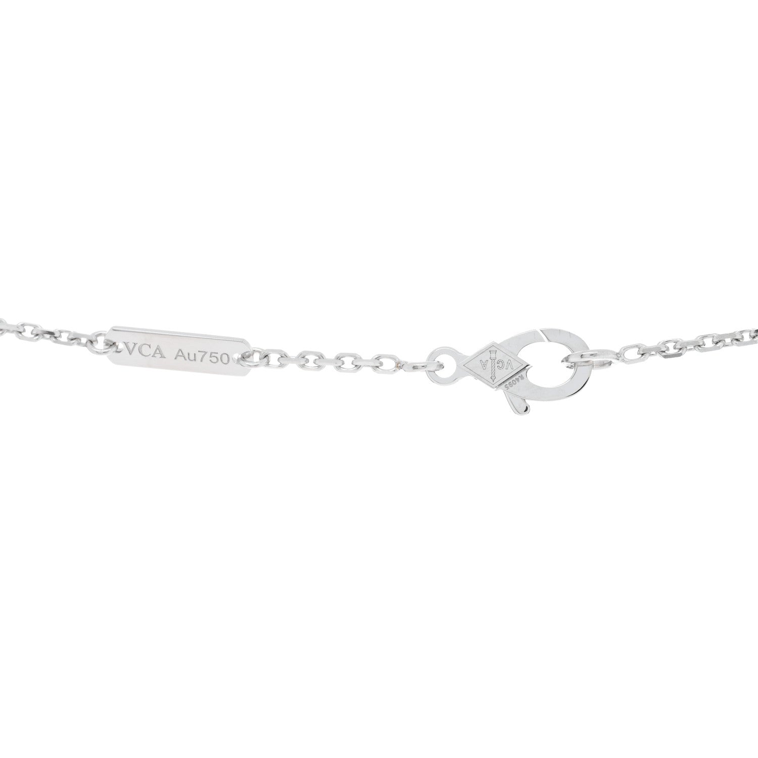 Van Cleef & Arpels 18K White Gold Guilloche Vintage Alhambra Pendant Necklace 4 of 5