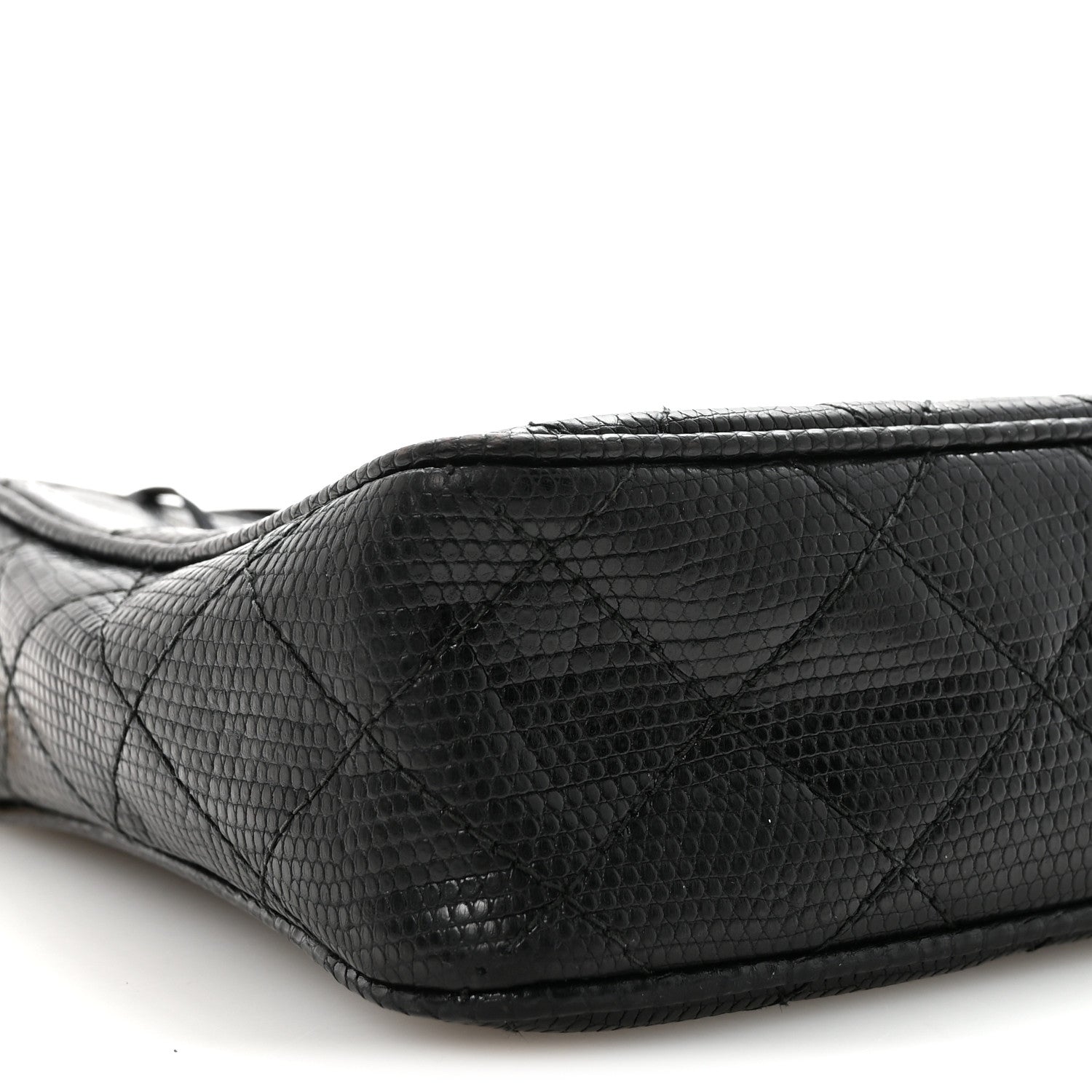 Chanel Lizard Diamond Quilted Tassel Camera Case Black 1850721