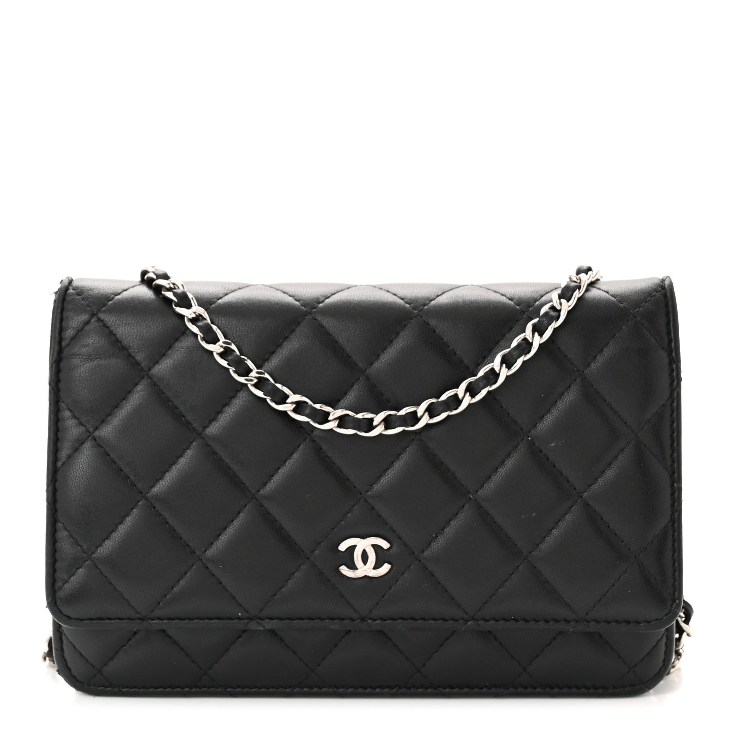 Lambskin Quilted Wallet On Chain WOC Black