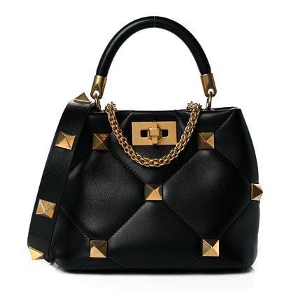 Valentino Garavani Nappa Small Roman Stud The Handle Bag Black 1 of 9