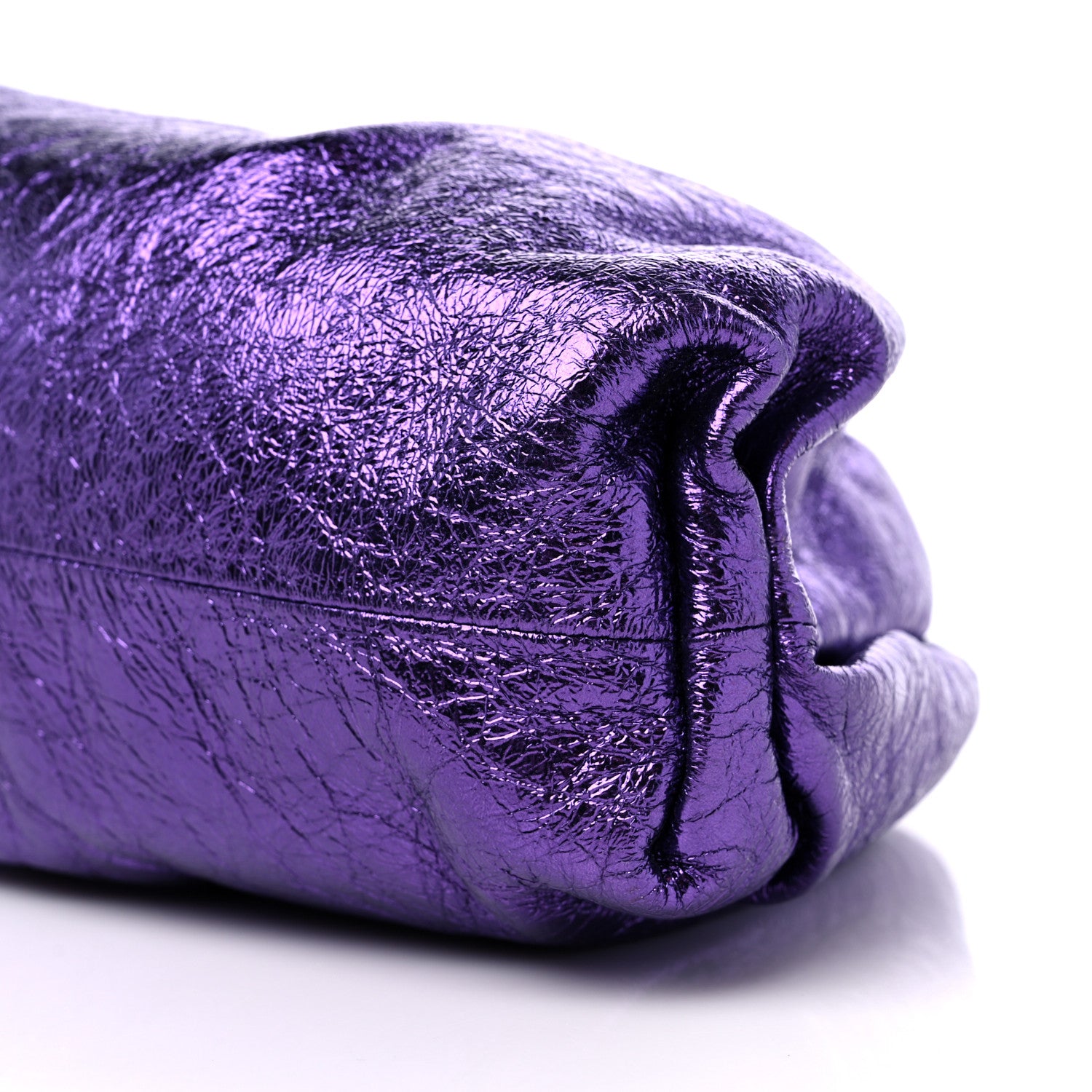 Bottega Veneta Metallic Crinkled Lambskin The Pouch Viola 9 of 9